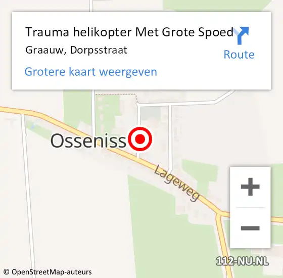 Locatie op kaart van de 112 melding: Trauma helikopter Met Grote Spoed Naar Graauw, Dorpsstraat op 19 mei 2023 15:41