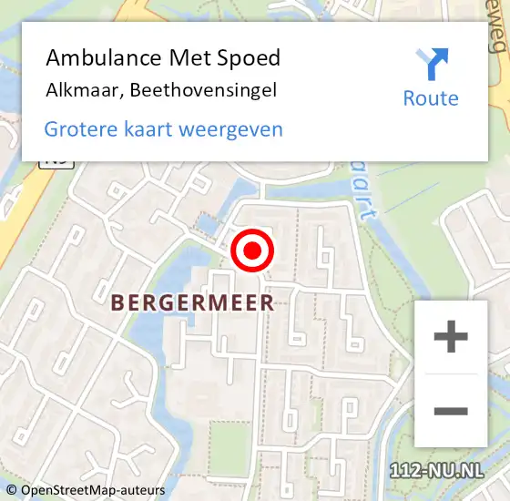 Locatie op kaart van de 112 melding: Ambulance Met Spoed Naar Alkmaar, Beethovensingel op 19 mei 2023 17:58
