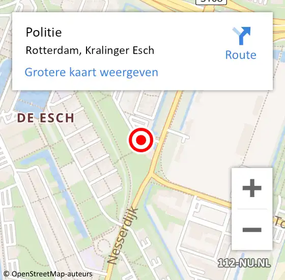 Locatie op kaart van de 112 melding: Politie Rotterdam, Kralinger Esch op 20 mei 2023 00:22
