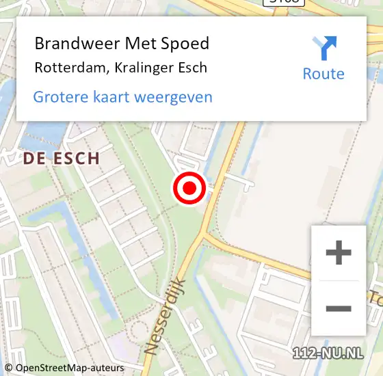 Locatie op kaart van de 112 melding: Brandweer Met Spoed Naar Rotterdam, Kralinger Esch op 20 mei 2023 00:24