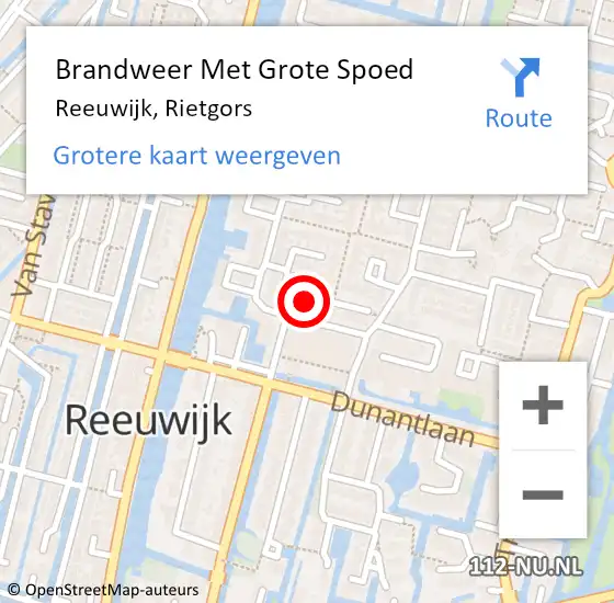 Locatie op kaart van de 112 melding: Brandweer Met Grote Spoed Naar Reeuwijk, Rietgors op 20 mei 2023 00:26