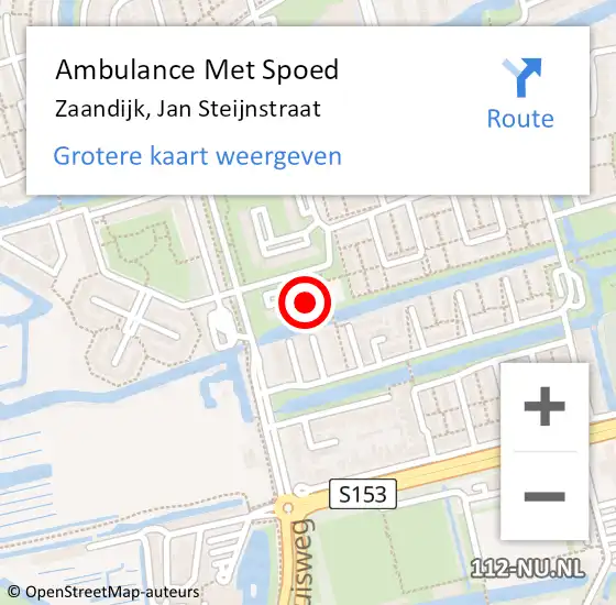 Locatie op kaart van de 112 melding: Ambulance Met Spoed Naar Zaandijk, Jan Steijnstraat op 20 mei 2023 10:26