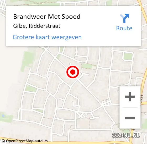 Locatie op kaart van de 112 melding: Brandweer Met Spoed Naar Gilze, Ridderstraat op 20 mei 2023 11:10