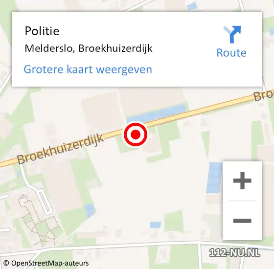 Locatie op kaart van de 112 melding: Politie Melderslo, Broekhuizerdijk op 20 mei 2023 14:22