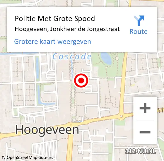Locatie op kaart van de 112 melding: Politie Met Grote Spoed Naar Hoogeveen, Jonkheer de Jongestraat op 20 mei 2023 14:23