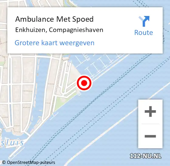 Locatie op kaart van de 112 melding: Ambulance Met Spoed Naar Enkhuizen, Compagnieshaven op 20 mei 2023 14:27
