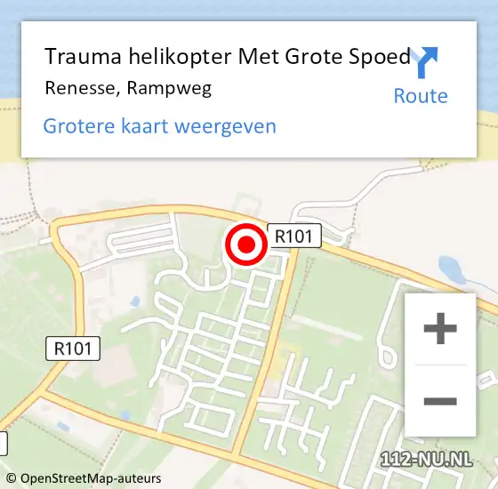 Locatie op kaart van de 112 melding: Trauma helikopter Met Grote Spoed Naar Renesse, Rampweg op 20 mei 2023 14:40