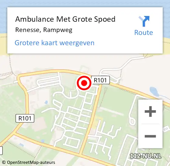 Locatie op kaart van de 112 melding: Ambulance Met Grote Spoed Naar Renesse, Rampweg op 20 mei 2023 14:43
