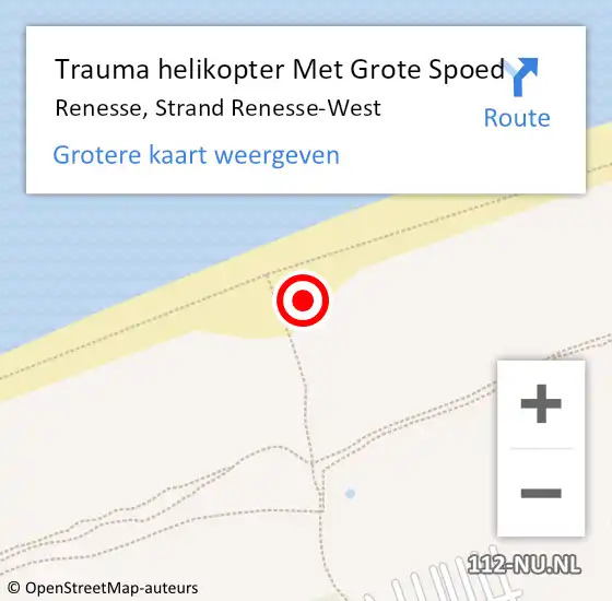 Locatie op kaart van de 112 melding: Trauma helikopter Met Grote Spoed Naar Renesse, Strand Renesse-West op 20 mei 2023 14:46