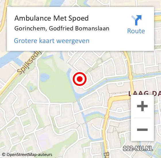 Locatie op kaart van de 112 melding: Ambulance Met Spoed Naar Gorinchem, Godfried Bomanslaan op 20 mei 2023 18:34