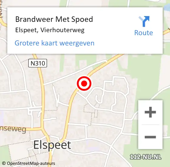 Locatie op kaart van de 112 melding: Brandweer Met Spoed Naar Elspeet, Vierhouterweg op 20 mei 2023 19:21
