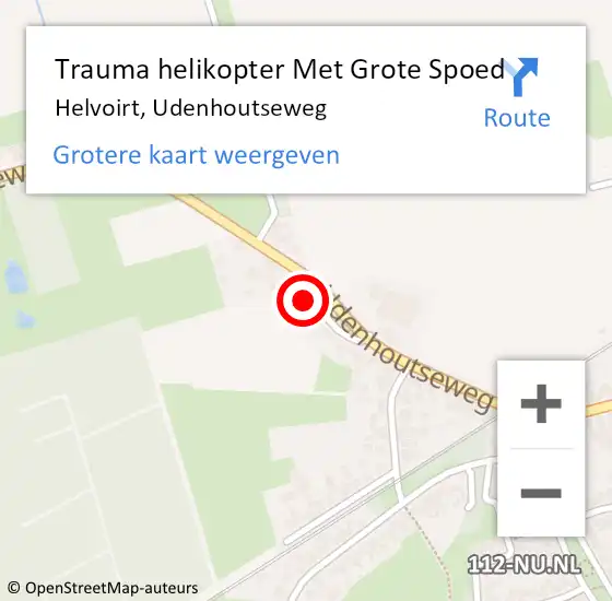 Locatie op kaart van de 112 melding: Trauma helikopter Met Grote Spoed Naar Helvoirt, Udenhoutseweg op 20 mei 2023 21:17