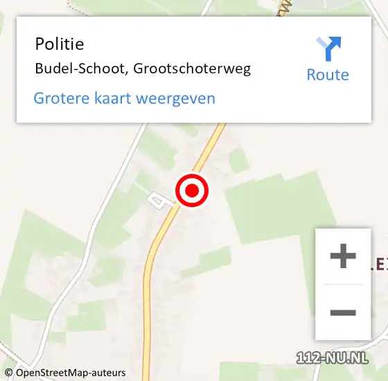Locatie op kaart van de 112 melding: Politie Budel-Schoot, Grootschoterweg op 20 mei 2023 21:21