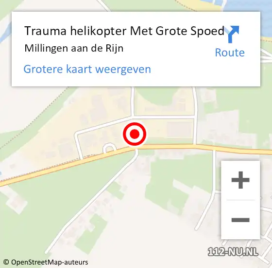 Locatie op kaart van de 112 melding: Trauma helikopter Met Grote Spoed Naar Millingen aan de Rijn op 20 mei 2023 21:50