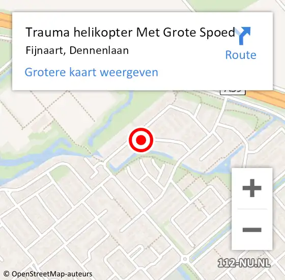Locatie op kaart van de 112 melding: Trauma helikopter Met Grote Spoed Naar Fijnaart, Dennenlaan op 21 mei 2023 01:24