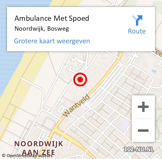 Locatie op kaart van de 112 melding: Ambulance Met Spoed Naar Noordwijk, Bosweg op 21 mei 2023 09:27