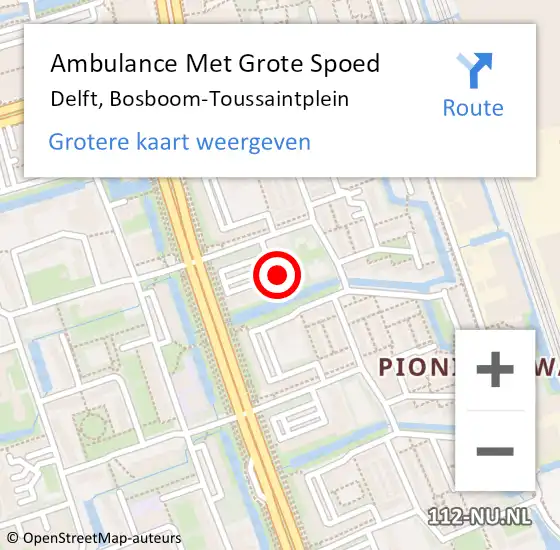 Locatie op kaart van de 112 melding: Ambulance Met Grote Spoed Naar Delft, Bosboom-Toussaintplein op 21 mei 2023 11:29