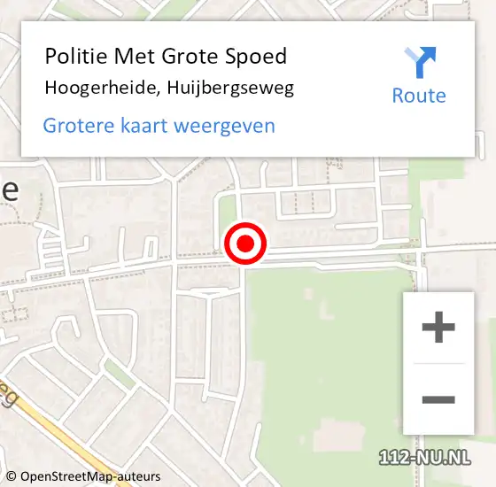 Locatie op kaart van de 112 melding: Politie Met Grote Spoed Naar Hoogerheide, Huijbergseweg op 21 mei 2023 13:54