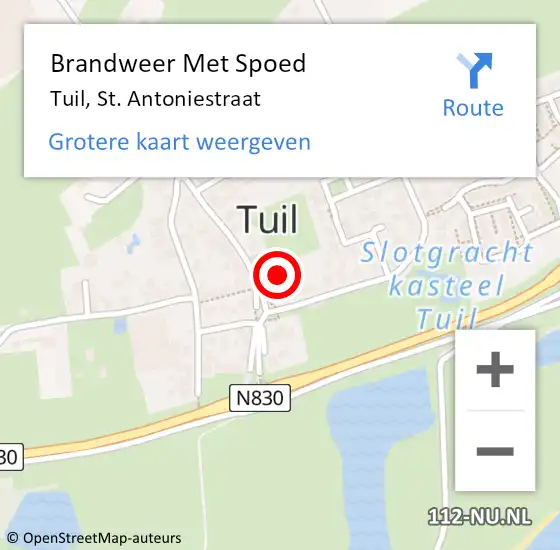 Locatie op kaart van de 112 melding: Brandweer Met Spoed Naar Tuil, St. Antoniestraat op 21 mei 2023 14:00
