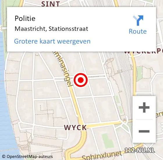 Locatie op kaart van de 112 melding: Politie Maastricht, Stationsstraat op 21 mei 2023 14:28