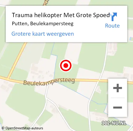 Locatie op kaart van de 112 melding: Trauma helikopter Met Grote Spoed Naar Putten, Beulekampersteeg op 21 mei 2023 14:38