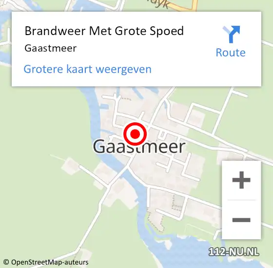 Locatie op kaart van de 112 melding: Brandweer Met Grote Spoed Naar Gaastmeer op 21 mei 2023 15:19