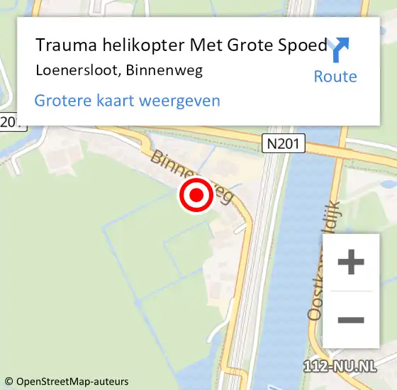 Locatie op kaart van de 112 melding: Trauma helikopter Met Grote Spoed Naar Loenersloot, Binnenweg op 21 mei 2023 16:08