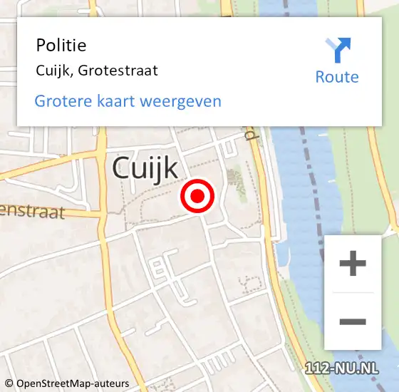 Locatie op kaart van de 112 melding: Politie Cuijk, Grotestraat op 21 mei 2023 16:10