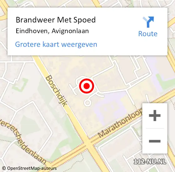 Locatie op kaart van de 112 melding: Brandweer Met Spoed Naar Eindhoven, Avignonlaan op 21 mei 2023 18:51