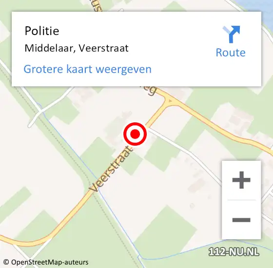 Locatie op kaart van de 112 melding: Politie Middelaar, Veerstraat op 21 mei 2023 19:41