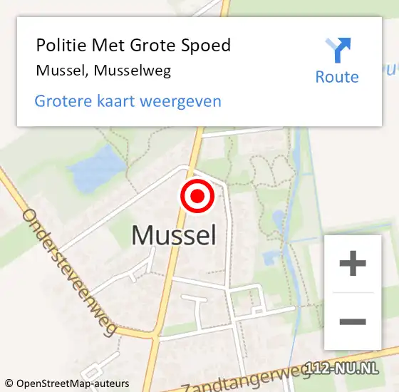 Locatie op kaart van de 112 melding: Politie Met Grote Spoed Naar Mussel, Musselweg op 21 mei 2023 21:17