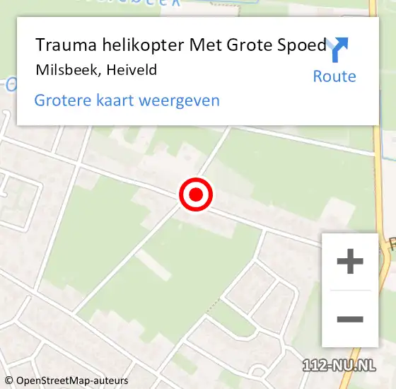 Locatie op kaart van de 112 melding: Trauma helikopter Met Grote Spoed Naar Milsbeek, Heiveld op 21 mei 2023 22:24
