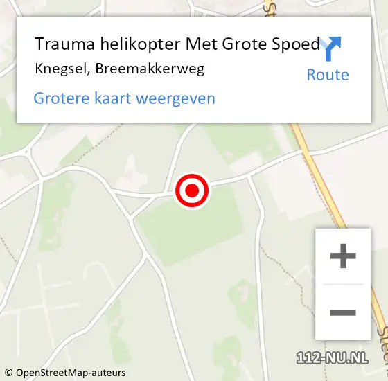 Locatie op kaart van de 112 melding: Trauma helikopter Met Grote Spoed Naar Knegsel, Breemakkerweg op 22 mei 2023 00:07