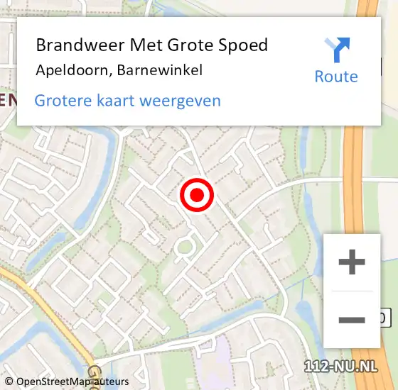 Locatie op kaart van de 112 melding: Brandweer Met Grote Spoed Naar Apeldoorn, Barnewinkel op 22 mei 2023 00:20
