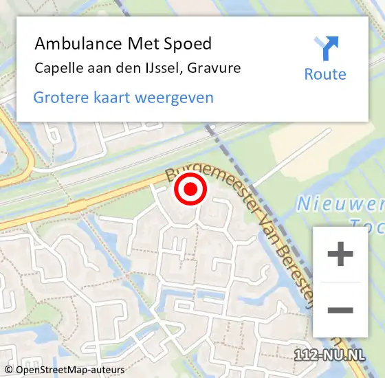 Locatie op kaart van de 112 melding: Ambulance Met Spoed Naar Capelle aan den IJssel, Gravure op 22 mei 2023 03:28