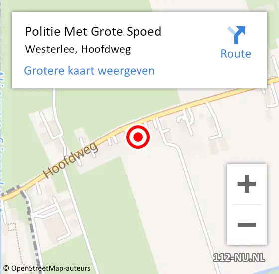 Locatie op kaart van de 112 melding: Politie Met Grote Spoed Naar Westerlee, Hoofdweg op 22 mei 2023 09:59