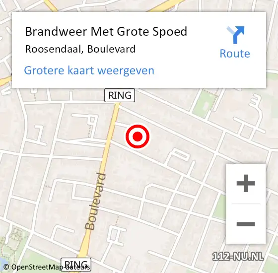 Locatie op kaart van de 112 melding: Brandweer Met Grote Spoed Naar Roosendaal, Boulevard op 22 mei 2023 10:32