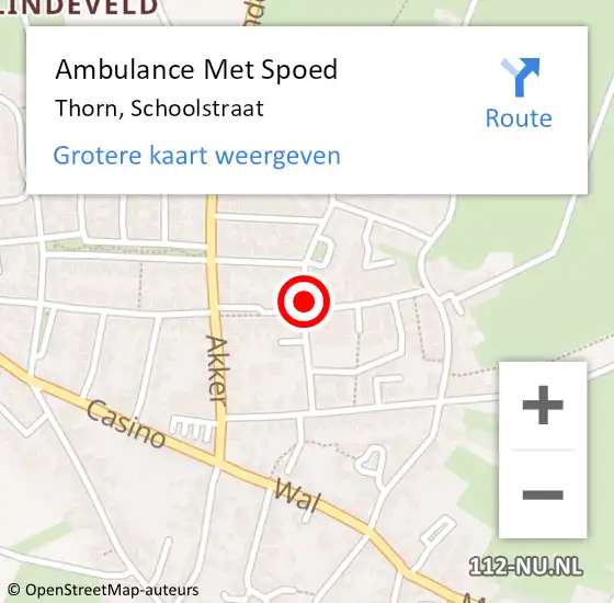 Locatie op kaart van de 112 melding: Ambulance Met Spoed Naar Thorn, Schoolstraat op 22 mei 2023 11:35