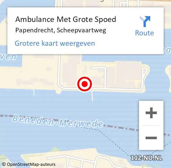 Locatie op kaart van de 112 melding: Ambulance Met Grote Spoed Naar Papendrecht, Scheepvaartweg op 22 mei 2023 12:22