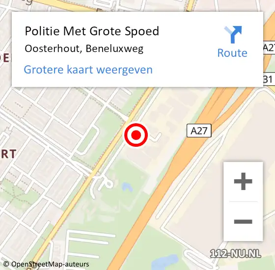 Locatie op kaart van de 112 melding: Politie Met Grote Spoed Naar Oosterhout, Beneluxweg op 22 mei 2023 13:00