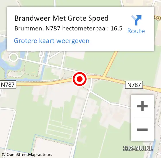 Locatie op kaart van de 112 melding: Brandweer Met Grote Spoed Naar Brummen, N787 hectometerpaal: 16,5 op 22 mei 2023 13:41
