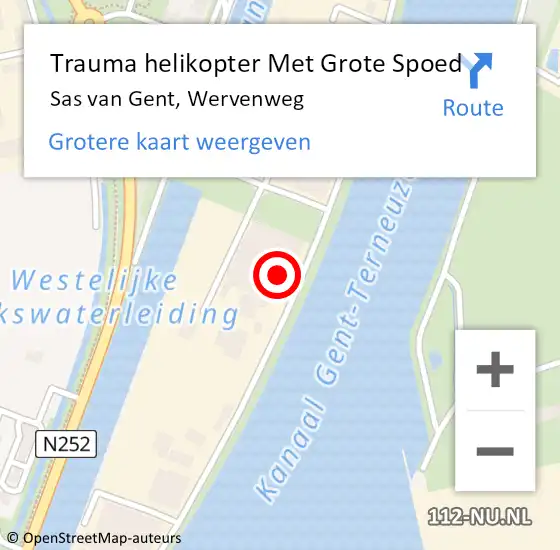 Locatie op kaart van de 112 melding: Trauma helikopter Met Grote Spoed Naar Sas van Gent, Wervenweg op 22 mei 2023 14:56