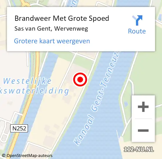 Locatie op kaart van de 112 melding: Brandweer Met Grote Spoed Naar Sas van Gent, Wervenweg op 22 mei 2023 14:57