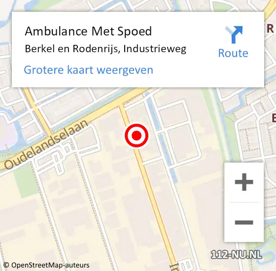 Locatie op kaart van de 112 melding: Ambulance Met Spoed Naar Berkel en Rodenrijs, Industrieweg op 22 mei 2023 16:17