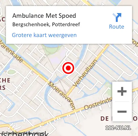 Locatie op kaart van de 112 melding: Ambulance Met Spoed Naar Bergschenhoek, Potterdreef op 22 mei 2023 16:31