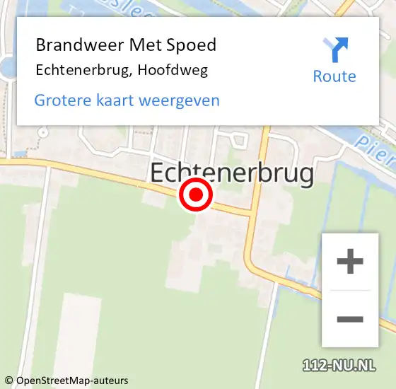 Locatie op kaart van de 112 melding: Brandweer Met Spoed Naar Echtenerbrug, Hoofdweg op 22 mei 2023 16:45