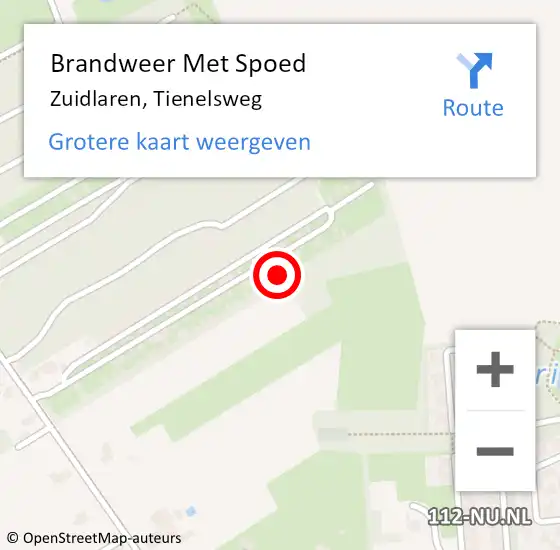 Locatie op kaart van de 112 melding: Brandweer Met Spoed Naar Zuidlaren, Tienelsweg op 22 mei 2023 17:09