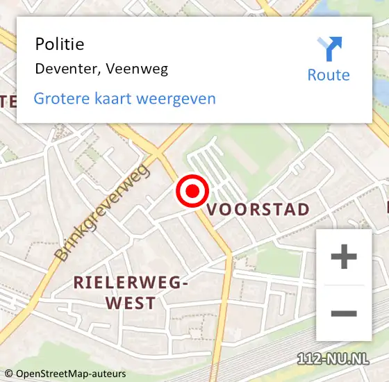 Locatie op kaart van de 112 melding: Politie Deventer, Veenweg op 22 mei 2023 17:32