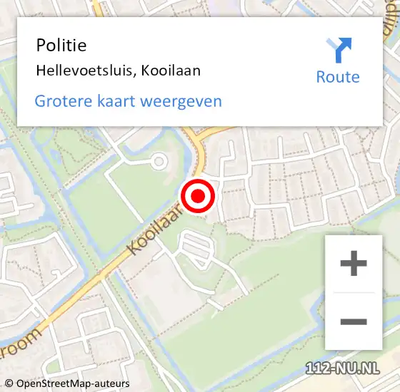 Locatie op kaart van de 112 melding: Politie Hellevoetsluis, Kooilaan op 22 mei 2023 19:00