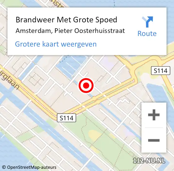 Locatie op kaart van de 112 melding: Brandweer Met Grote Spoed Naar Amsterdam, Pieter Oosterhuisstraat op 22 mei 2023 23:11